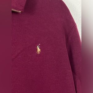 Polo Ralph Lauren Burgundy Zip Sweater Multi Color Pony sz. Large